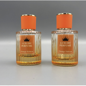 Perfume Bottle Manufacturer - 50ml Orange Vertical Strip High-end Cosmetic Glass