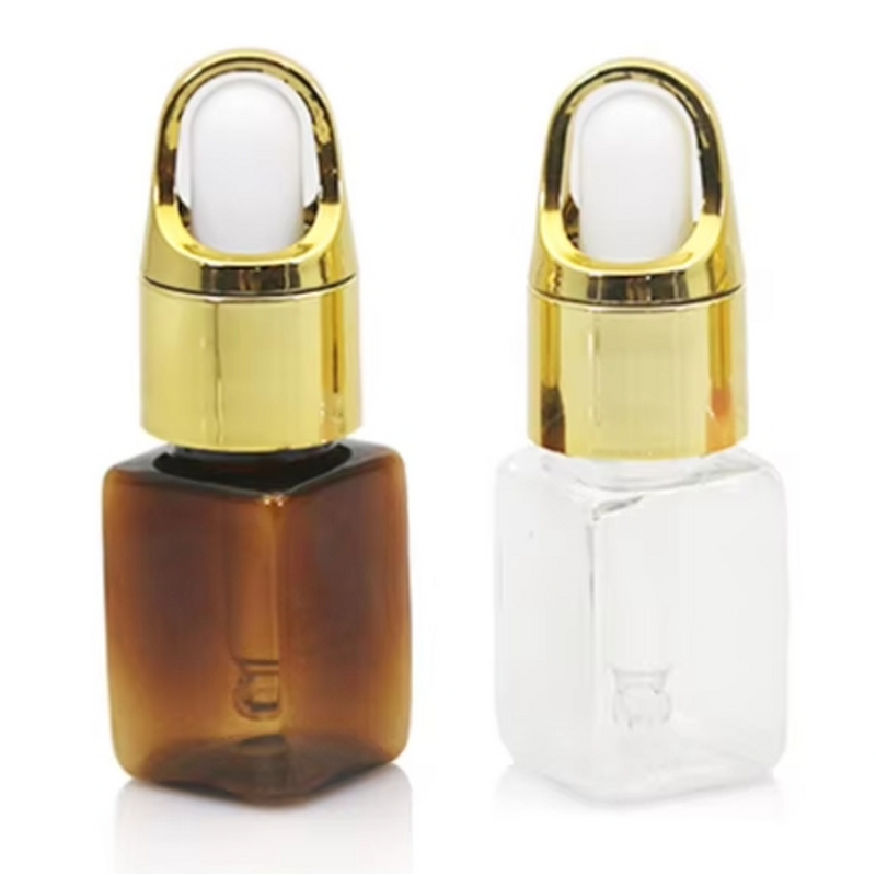 Glass Dropper Bottle Manufacturer - 10ml Square Electrochemical Aluminum for Essential Oil Small Sample Cosmetic