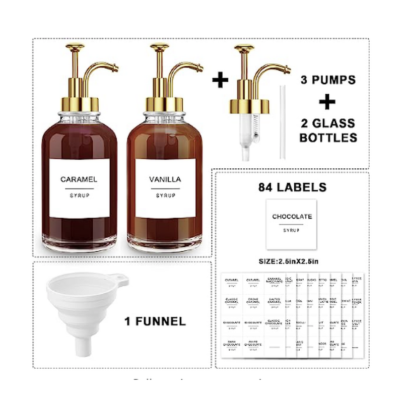 Coffee Syrup Dispenser Manufacturer - Coffee Syrup Bottles with 304 Stainless-Steel Pump