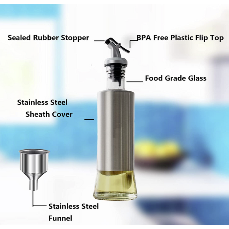 Oil and Vinegar Dispenser Set Manufacturer - 11oz for Kitchen Premium Stainless Steel Oil-proof