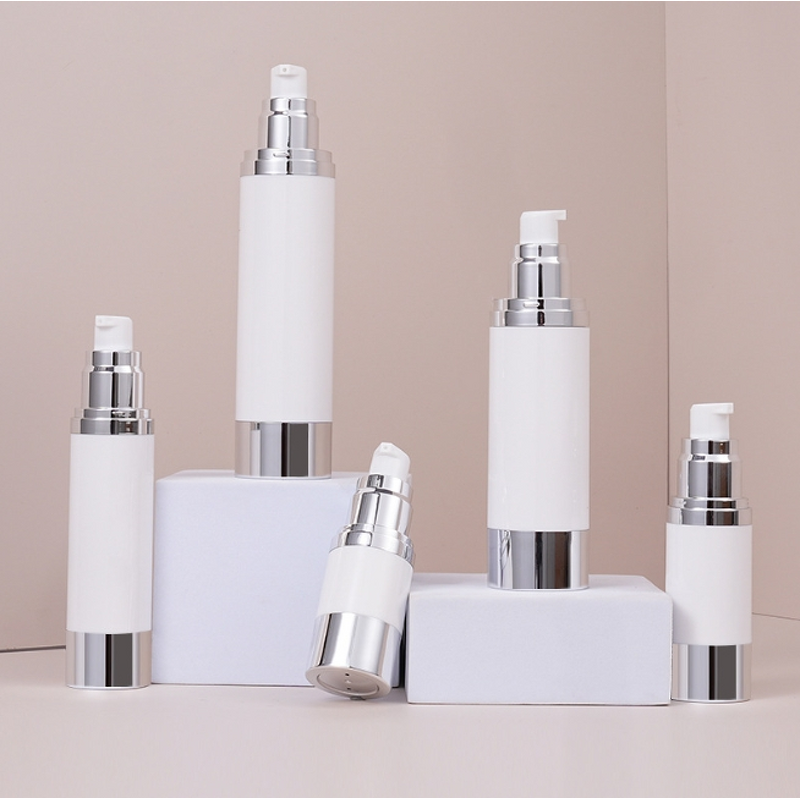 Airless Packaging Bottle Manufacturer - Shiny Silver Plastic with Transparent Silver Pump Screen-Printable for Lotion