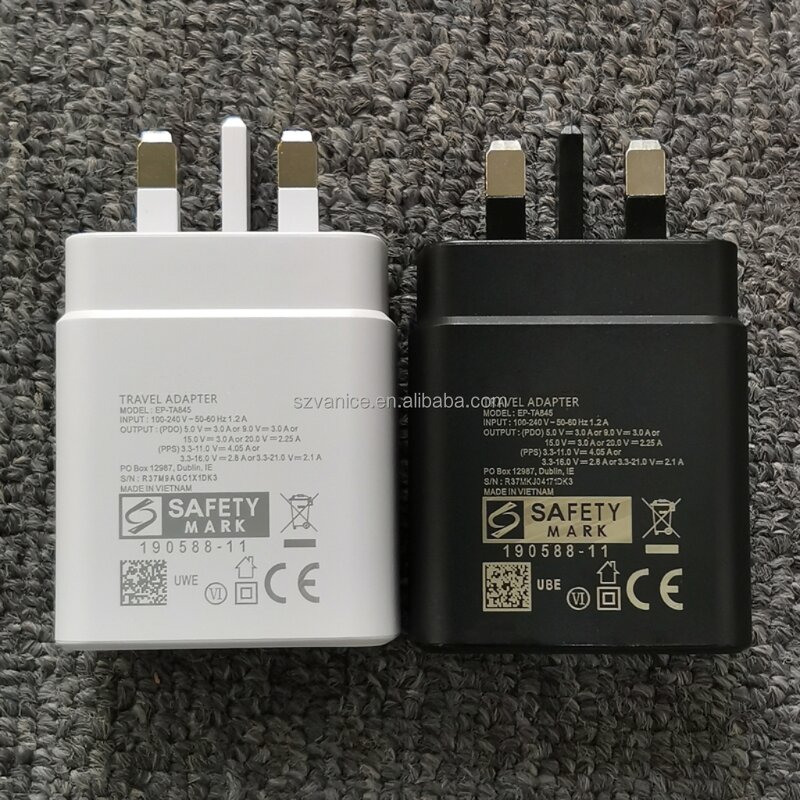 Charger Kit Manufacturer - Original UK Plug 45W PD Super Fast Charging 2.0 with Type C Cable for Samsung S20 S22 S23
