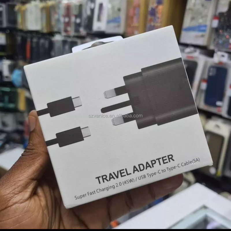 Charger Kit Manufacturer - Original UK Plug 45W PD Super Fast Charging 2.0 with Type C Cable for Samsung S20 S22 S23