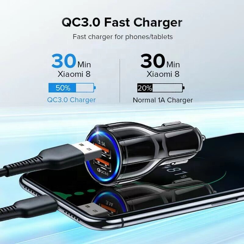 Car Charger Manufacturer - Dual USB Adapter 3.1A Smart Charger for Mobile Phone