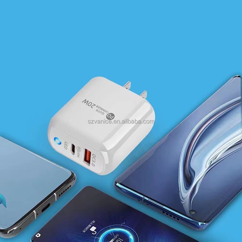 Wall Charger Manufacturer - Dual Port QC3.0 PD 20W Fast Charging with EU US Plug