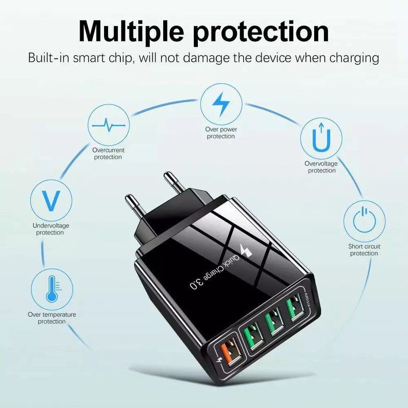 Wall Charger Manufacturer - 4 USB Port QC 3.0 30W Quick Charge Adapter