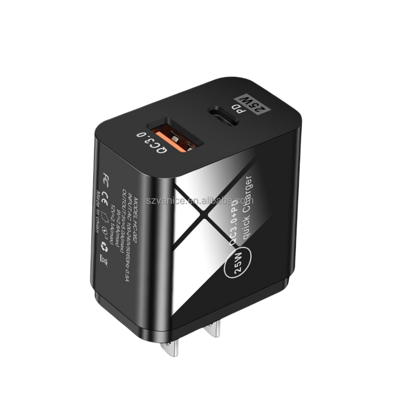 Travel Charger Manufacturer - US Plug 25W Type C Fast Adapter for Samsung Note 10 S21