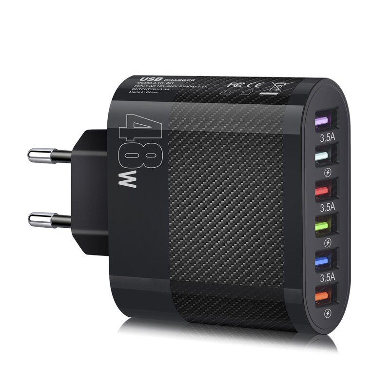 Wall Charger Manufacturer - 6-USB Interfaces Travel Charger with EU US Korea Plugs