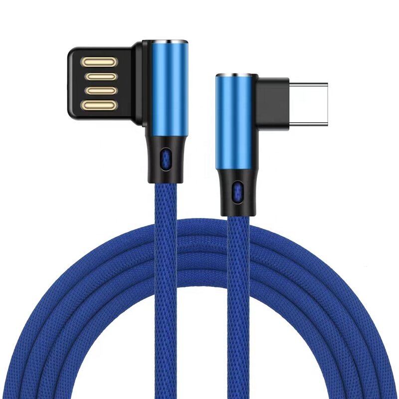 USB C Cable Manufacturer - 1M 2M Right Angle 90 Degree Type-c Fast Charging Data Line