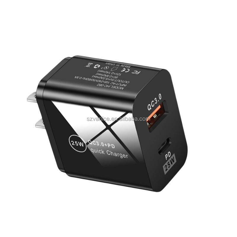 Travel Charger Manufacturer - US Plug 25W Type C Fast Adapter for Samsung Note 10 S21