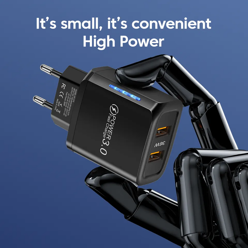 Wall Charger Manufacturer - 36W Dual USB QC3.0 Fast Charger for Samsung Xiaomi Huawei