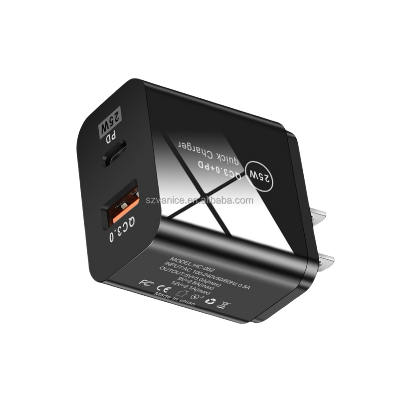 Travel Charger Manufacturer - US Plug 25W Type C Fast Adapter for Samsung Note 10 S21