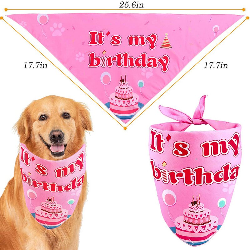Dog Birthday Decorations Manufacturer - Cute Pink Blue Woof Balloon Banner Hats Saliva Towels Cake Bow Tie Sets