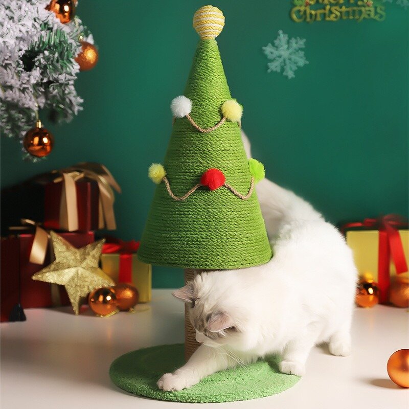 Cat Scratching Post Manufacturer - New Design Christmas Gift Small Green Sisal Cat Climbing Frame Tree Tower