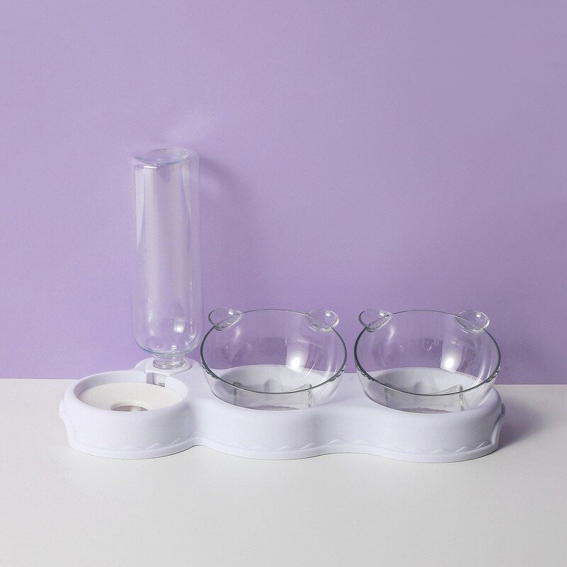 Pet Food Set Manufacturer - Three-in-one Bowl Multi-functional Plastic Portable Dog Two Bowls with Water Bottle