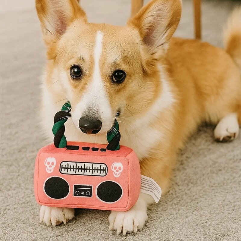 Pet Chewing Toys Manufacturer - Eco-friendly Interactive Sound Plush Cartoon Pink Radio Shaped