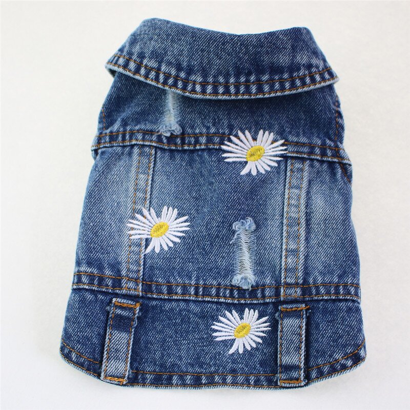 Dog Denim Vest Manufacturer - Luxury Classic with Daisy Embroidery