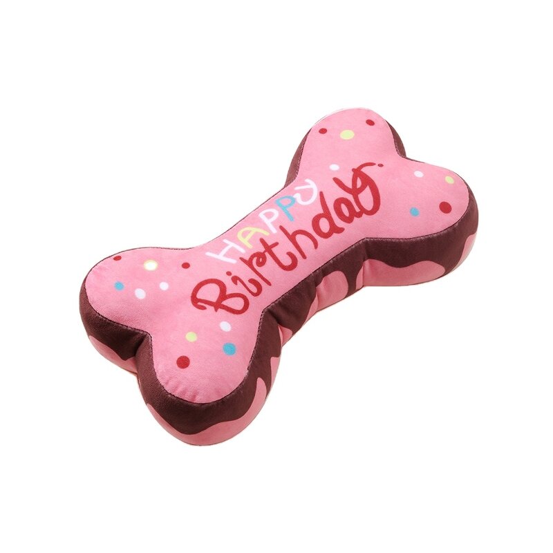 Pet Dog Toys Manufacturer - Custom Birthday Toy Party Gift Bone Cute Chewing Stuffed Plush Squeaky Interactive