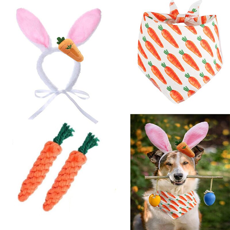 Pet Party Decoration Set Manufacturer - New Easter Dog Bandana Rabbit Headband Decoration Prop