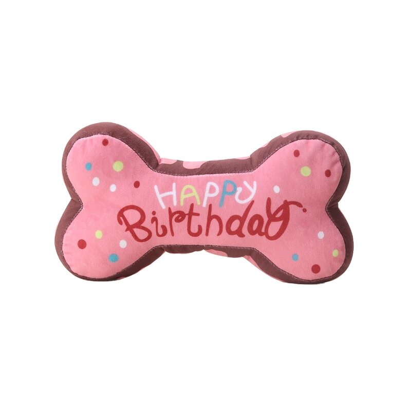 Pet Dog Toys Manufacturer - Custom Birthday Toy Party Gift Bone Cute Chewing Stuffed Plush Squeaky Interactive