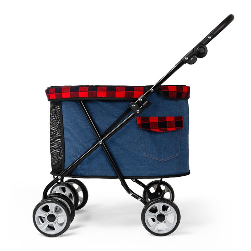 Pet Trolley Manufacturer - Folding Travel Cat Cart Carrier With 4 Wheels for Small Medium Dogs Luxury Strollers