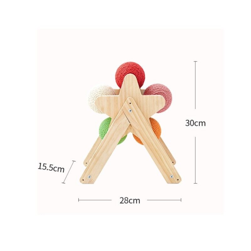 Cat Toys Manufacturer - Wood Cats Windmill Ball Stress Release Assembled Towers Interactive