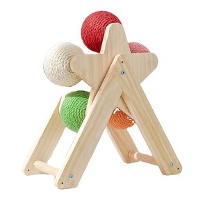 Cat Toys Manufacturer - Wood Cats Windmill Ball Stress Release Assembled Towers Interactive