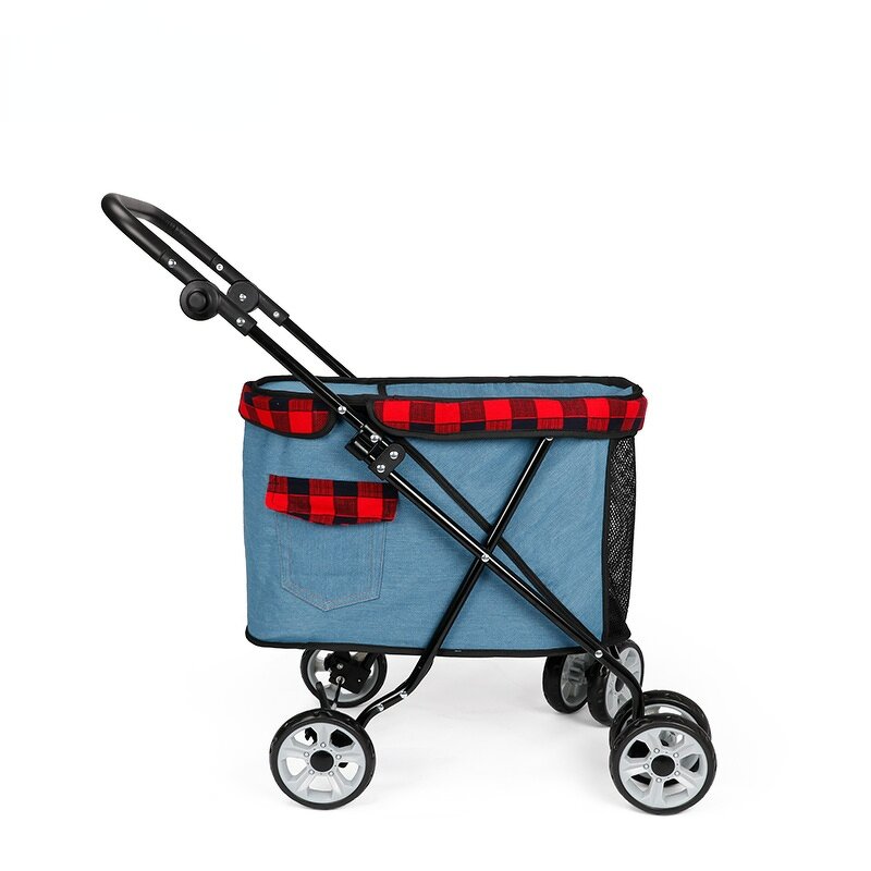 Pet Trolley Manufacturer - Folding Travel Cat Cart Carrier With 4 Wheels for Small Medium Dogs Luxury Strollers