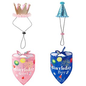 Pet Birthday Accessories Manufacturer - Hot Sale Cartoon Pet Birthday Hat Drool Towel Dog Towelettes