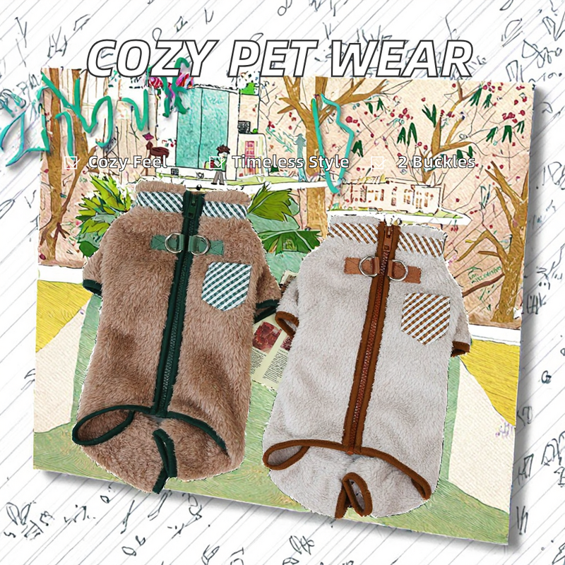 Puppy Clothes Manufacturer - Autumn Winter Cotton Pet Costume with Double Buckle Print Pattern Four Legs Cashmere