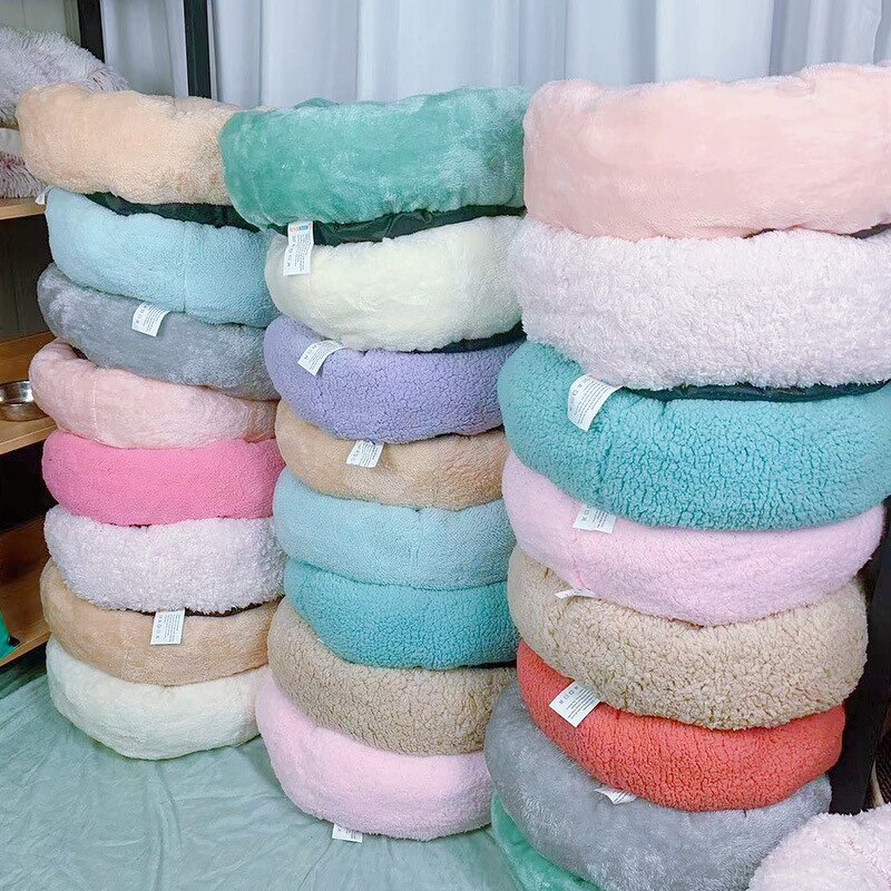 Pet Bed Manufacturer - Faux Fur Comfortable Waterproof Plush Donut Round Soft Washable Removable
