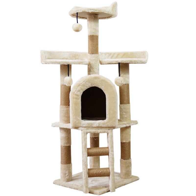 Cat Scratcher Tree Manufacturer - 2022 NEW Hot Sale Multi-Level Wood Flannelette Large House Kittens Activity Tower