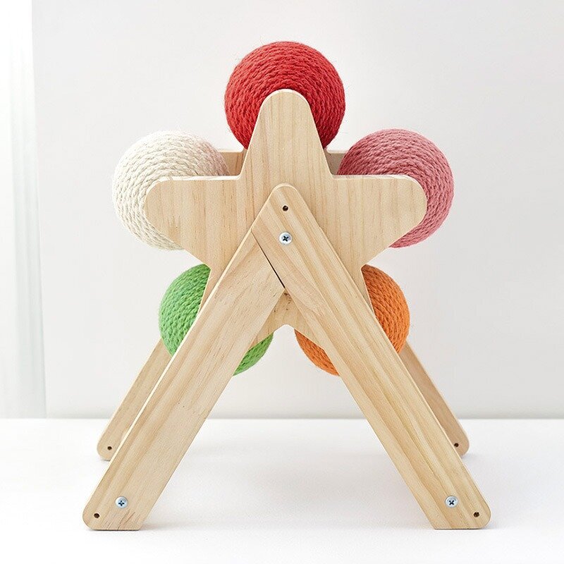 Cat Toys Manufacturer - Wood Cats Windmill Ball Stress Release Assembled Towers Interactive