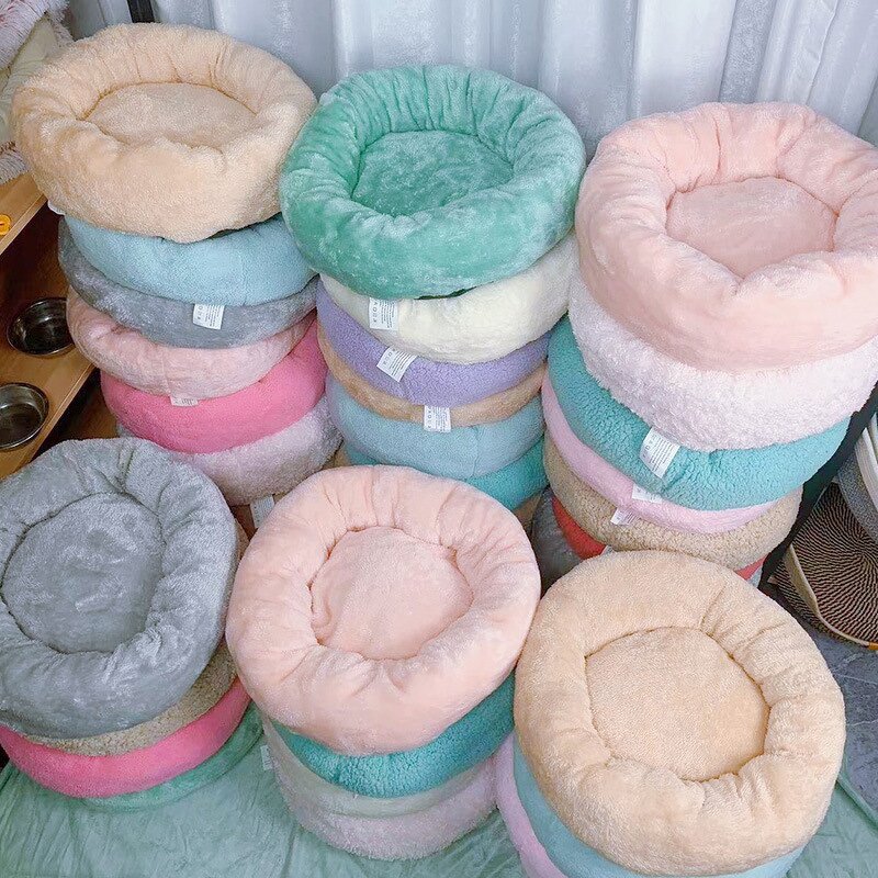 Pet Bed Manufacturer - New Plush Round Soft Comfortable Donut Washable Cat Mat Warm Cushion