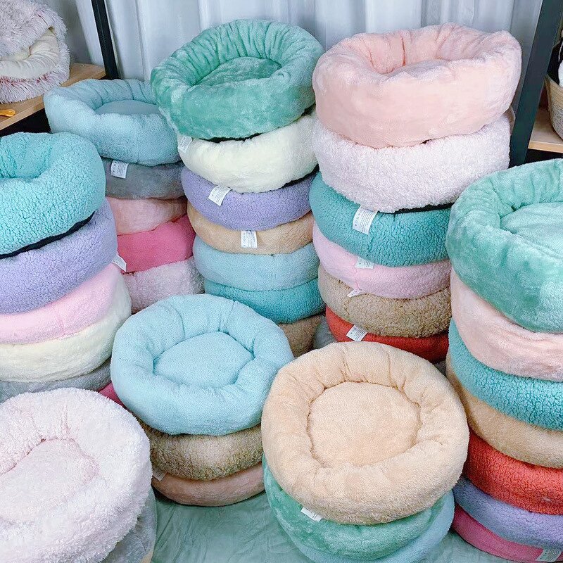 Pet Bed Manufacturer - Faux Fur Comfortable Waterproof Plush Donut Round Soft Washable Removable