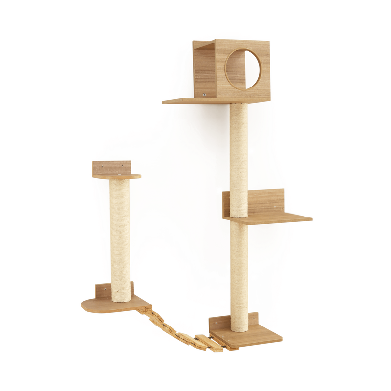 Cat Furniture Manufacturer - New Wooden Floating Cat Climbing Tree Activity Shelf Wall Shelves Set