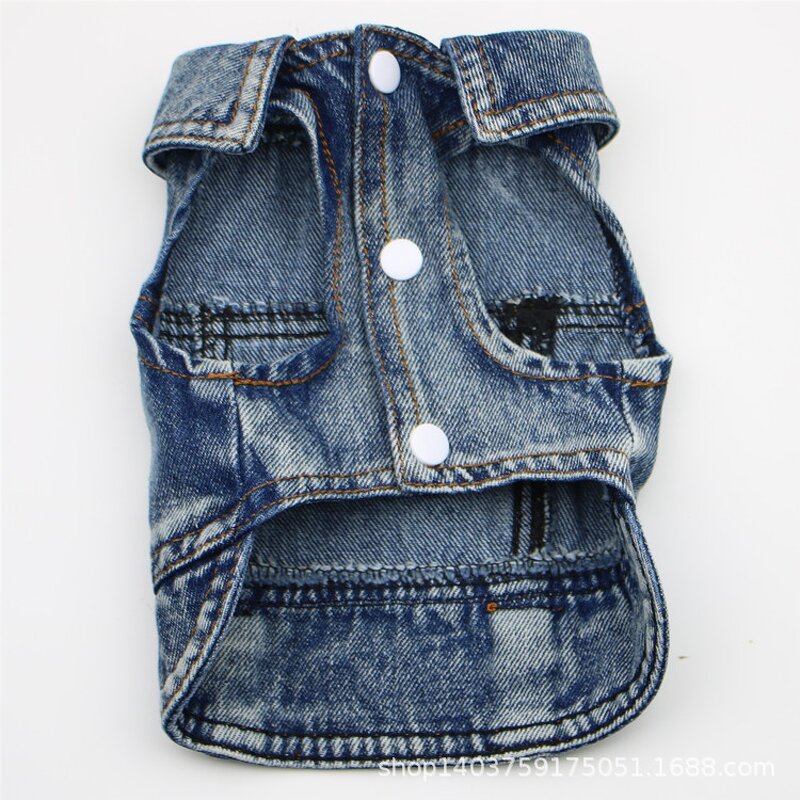 Pet Jean Jacket Manufacturer - Blue Denim Coat Vest for Puppy Bichon Teddy
