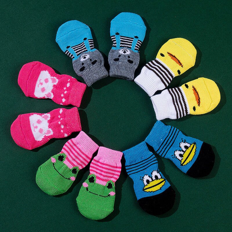 Pet Socks Manufacturer - 4pcs/set Cotton Non-Slip Thick Grip for Dog
