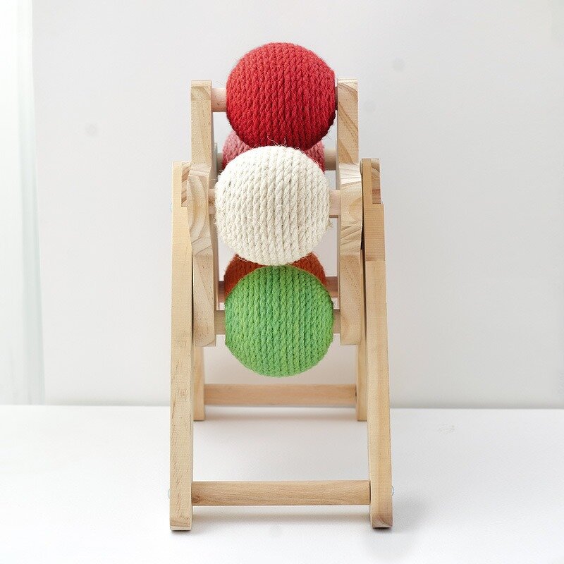 Cat Toys Manufacturer - Wood Cats Windmill Ball Stress Release Assembled Towers Interactive