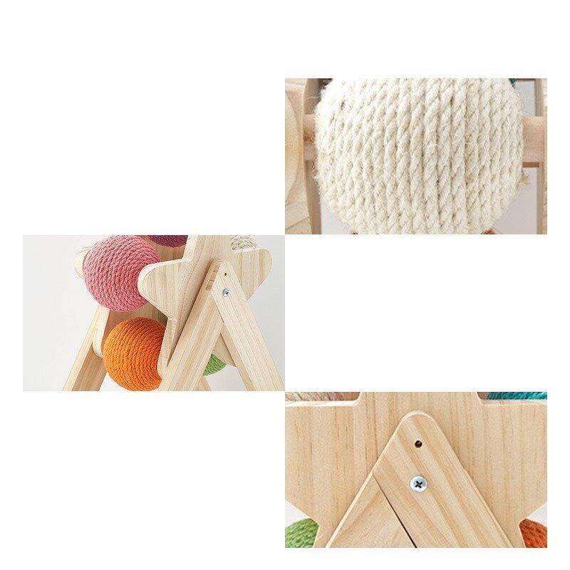 Cat Toys Manufacturer - Wood Cats Windmill Ball Stress Release Assembled Towers Interactive