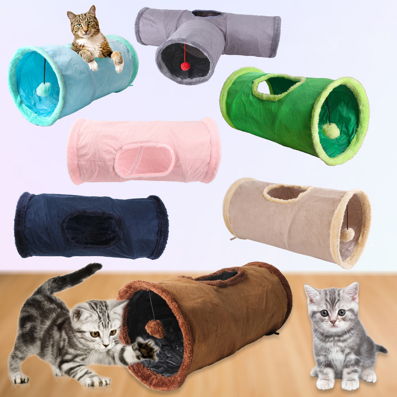 Cat Tunnels Manufacturer - Suede Fleece Interactive Drill Barrel Collapsible Pet Passage