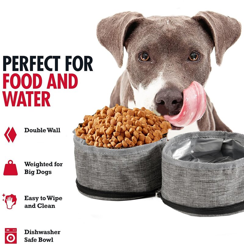 Pet Feeder Manufacturer - 2 in 1 Waterproof Collapsible Oxford Portable Foldable Travel Dog Bowl