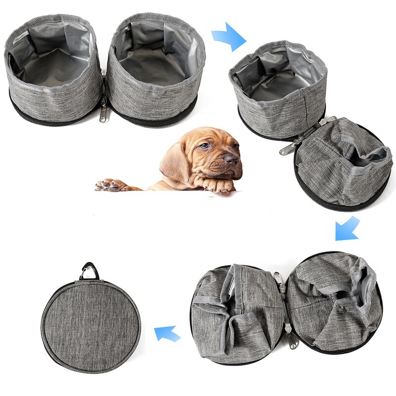 Pet Feeder Manufacturer - 2 in 1 Waterproof Collapsible Oxford Portable Foldable Travel Dog Bowl