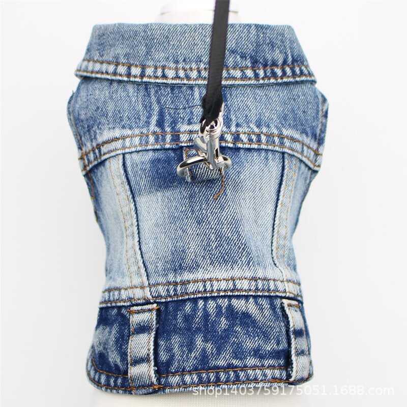 Pet Jean Jacket Manufacturer - Blue Denim Coat Vest for Puppy Bichon Teddy
