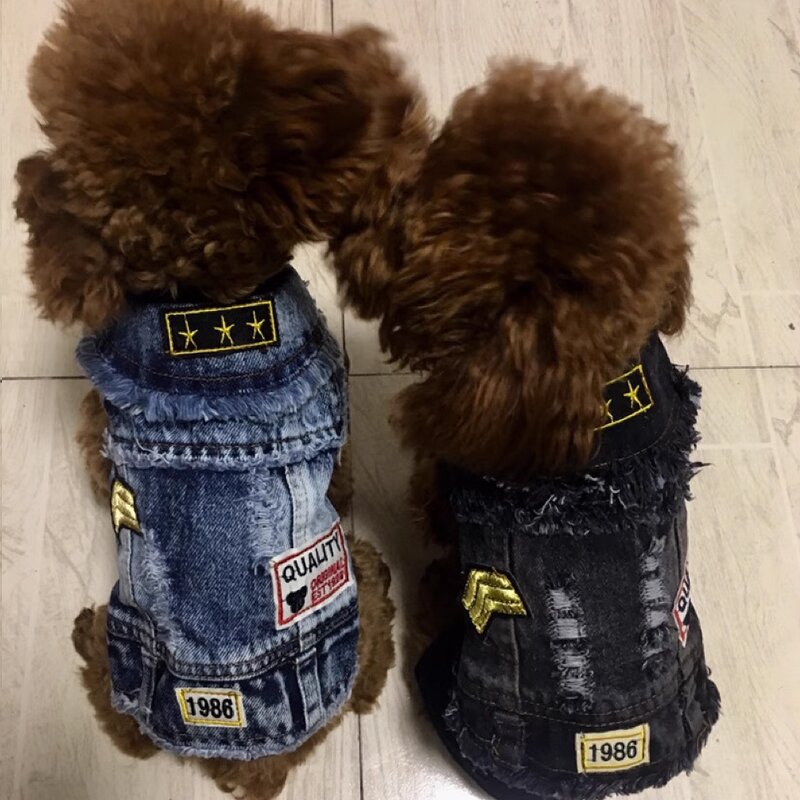 Dog Denim Costume Manufacturer - Fashion Cool Embroidery Vest Pet Clothing