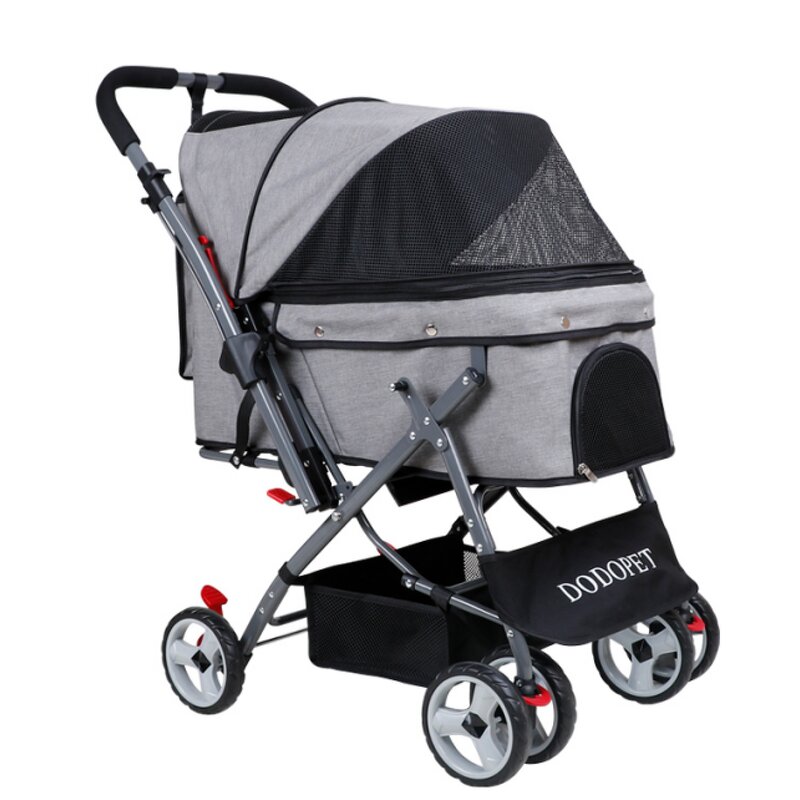 Pet Stroller Manufacturer - High Quality Foldable Four-wheel Reversible Luxury Folding Cart with Large Wheels