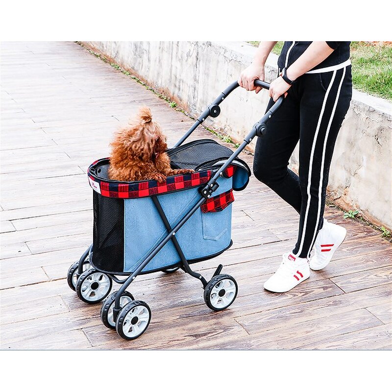 Pet Trolley Manufacturer - Folding Travel Cat Cart Carrier With 4 Wheels for Small Medium Dogs Luxury Strollers