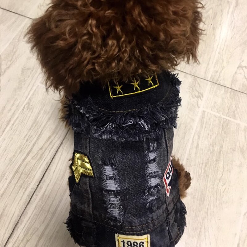 Dog Denim Costume Manufacturer - Fashion Cool Embroidery Vest Pet Clothing