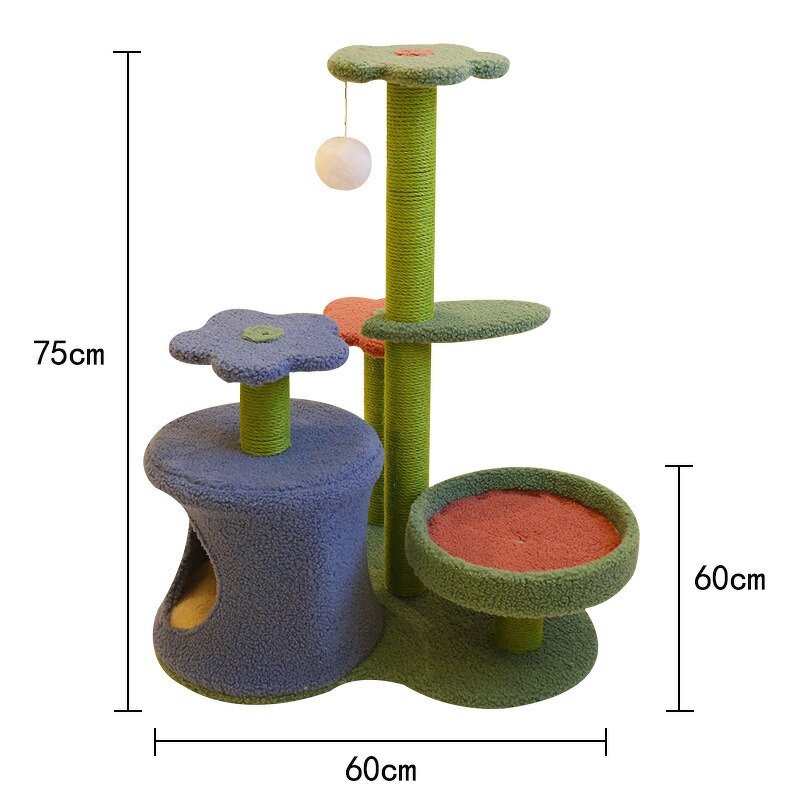 Cat Tree Manufacturer - Cute Design Flower Cactus Cat Nest Cashmere Sisal Cat Flower Tree Scratching Column