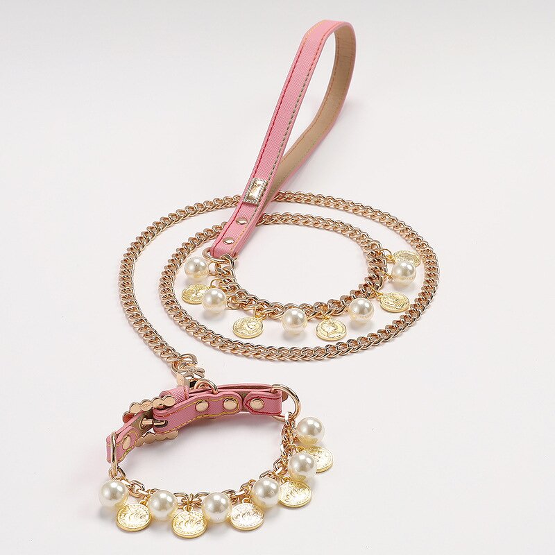 Pet Collar Leash Set Manufacturer - Cute Luxury Rhinestone PU Jewelry Accessories